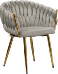 TEMPO KONDELA Étkezőszék, szürkésbarna Taupe Velvet szövet/gold króm arany, DEILA - pepita