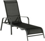 TEMPO KONDELA Rakásolható állítható kerti szék, fekete/szürke, ATREO - pepita