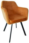 TEMPO KONDELA Fotel, szövet bársony mustár/fekete, ZERON NEW - pepita