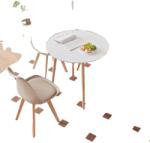  Étkezőasztal-készlet, Kerek kialakítás, PU-párna, Khaki színű étkezőgarnitúrák