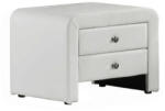 TEMPO KONDELA Éjjeliszekrény, fehér textilbőr, WILSON - pepita