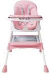  Baba etetőszék, 5 pontos biztonsági heveder, állítható kivitel, rózsaszín