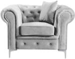 TEMPO KONDELA Luxus fotel, világosszürke Velvet szövet, ROMANO - pepita