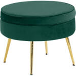 TEMPO KONDELA Luxus zsámoly/puff, smaragd Velvet szövet/króm arany, Art-deco, NOBLIN TYP 1 - pepita