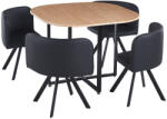 TEMPO KONDELA Étkező szett 1+4, tölgy/fekete, BEVIS NEW - pepita
