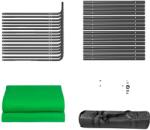  Háttér állványkeret, állítható magasságú, zöld képernyő hátterek, zöld 240x400 cm