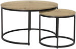 TEMPO KONDELA Dohányzóasztalok, 2 db-os szett, tölgy/fekete, CIRKO - pepita