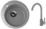 Ulgran U-405-342 Gránit Mosogatótálca és Gamma DECO Mosogató Csaptelep Szett - Matt szürke (U-405-342-BD-GPG) - watermarkt
