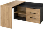 TEMPO KONDELA Sarok számítógépasztal, grafit/artisan tölgy, KLAUDIUS TYP 9 - pepita
