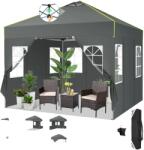  Pop Up Canopy sátor, vízálló kivitel, állítható magasságú, SZÜRKE, 3x3M