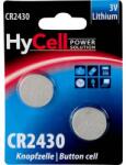 HyCell CR2430 lítium gombelem, 3 V, 300 mA, 2 db, HyCell BR2430, DL2430, ECR2430, KCR2430, KL2430, KECR2430, LM2430 (5020172) (5020172)