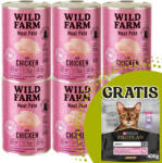  Wild Farm WILD FARM Pate csirkével 6x400g - gluténmentes macskaeledel + PRO PLAN Adult macskatáp 400g - véletlenszerű szállítás