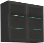 Tempo Felső szekrény, fekete, ARAKA/MENZO/SIBER 80 GS-72 2F - pepita