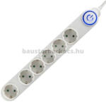 Somogyi Elektronic 6-os elosztó világító lábkapcsolóval 5m fehér 1, 5mm2 (NV 06TK-5/WH/1,5)