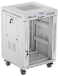 Lanberg 19" szabadon álló rack szekrény 15U/600X600 üvegajtó, lapraszerelt, LCD kijelző, szürke V2 (FF01-6615-12SL) - mzona