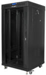 Lanberg 19" szabadon álló rack szekrény 22U/600X600 üvegajtó, lapraszerelt, LCD kijelző, fekete V2 (FF01-6622-12BL) - mzona