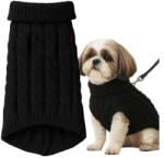 Purlov Meleg fekete kötött pulóver kutyáknak és macskáknak, L méret, garbónyak (00026218)