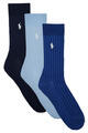 Ralph Lauren Zoknik EGYPTIAN -CREW SOCK-3 PACK Kék 43 / 46