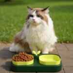 Nunbell Levélcsírás dupla tálkészlet kisállatoknak - Sötétzöld