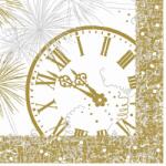 Mank szilveszteri textilhatású szalvéta Újévi órás