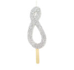 PME glitter gyertya, ezüst, 8