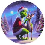  Nyomtatott fa tábla koszorú közép - Grinch őzikével 14, 8cm