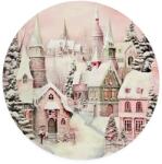  Nyomtatott fa tábla koszorú közép - Pasztell házak 14, 8cm