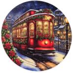  Nyomtatott fa tábla koszorú közép - Karácsonyi villamos 14, 8cm - kosarbolt