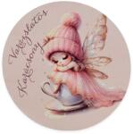  Nyomtatott fa tábla koszorú közép - Angyalkás 14, 8cm - kosarbolt