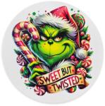  Nyomtatott fa tábla koszorú közép - Cukros grinch 14, 8cm - kosarbolt