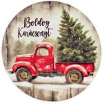  Nyomtatott fa tábla koszorú közép - Autós karácsonyi 14, 8cm - kosarbolt