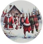  Nyomtatott fa tábla koszorú közép - Télapó ruhái 14, 8cm