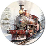  Nyomtatott fa tábla koszorú közép - Karácsonyi vonat 14, 8cm - csinaldmagadshop