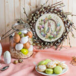 Corolla Exp-Imp. Kft Nyomtatott fa tábla koszorú közép - Nyuszis koszorú tojásokkal 14, 8