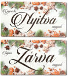  Nyomtatott fa tábla - Zárva-Nyitva tábla - téli mézeskalácsos 24, 3x13cm - csinaldmagadshop
