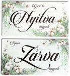 Corolla Exp-Imp. Kft Nyomtatott fa tábla - Zárva-Nyitva tábla - téli gyapotvirággal 24, 3x13cm