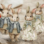  Nyomtatott dekorkarton - Klasszik nyuszi pár 8cm 4db/csomag - csinaldmagadshop