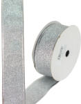  Karácsonyi szalag glitteres - ezüst, drótos szegéllyel