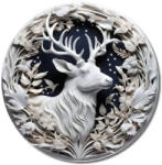  Nyomtatott fa tábla koszorú közép - Fehér szarvas 11, 8cm - csinaldmagadshop