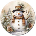  Nyomtatott fa tábla koszorú közép - Mosolygós hóember 11, 8cm - csinaldmagadshop
