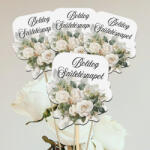  Nyomtatott dekorkarton - Boldog születésnapot virágos tábla - fehér 4db/csomag - csinaldmagadshop