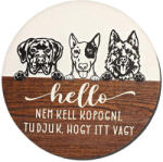  Nyomtatott fa tábla koszorú közép - Hello nem kell kopogni 11, 8cm - csinaldmagadshop