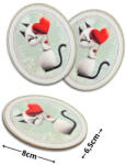  Nyomtatott dekorkarton - Valentin napi cica ovál tábla 3db/cs - csinaldmagadshop