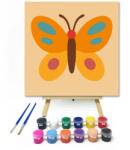  Vidám Színes Pillangó - gyerek számfestő készlet - 20×20 cm (Keretre feszítve)