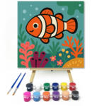 Számfestő Vidám Bohóchal a Víz Alatt - gyerek számfestő készlet - 20×20 cm (Keretre feszítve) (crea6714-20X20-KF)