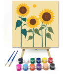  Napraforgók - gyerek számfestő készlet - 20×20 cm (Keretre feszítve)