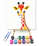  Vidám zsiráf - gyerek számfestő készlet - 20×20 cm (Keretre feszítve)
