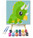  Triceratropsz - gyerek számfestő készlet - 20×20 cm (Keretre feszítve)