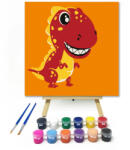  T-Rex - gyerek számfestő készlet - 20×20 cm (Keretre feszítve)
