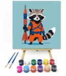  Mosómedve űrkalandja - gyerek számfestő készlet - 20×20 cm (Keretre feszítve)